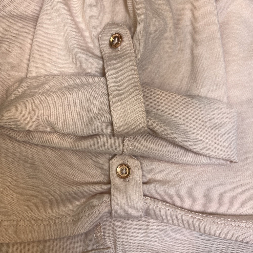 NWT Guess LA Skylar Top Women's L Blush Pink Modal Henley Roll Tab Sleeve Soft - Picture 9 of 16